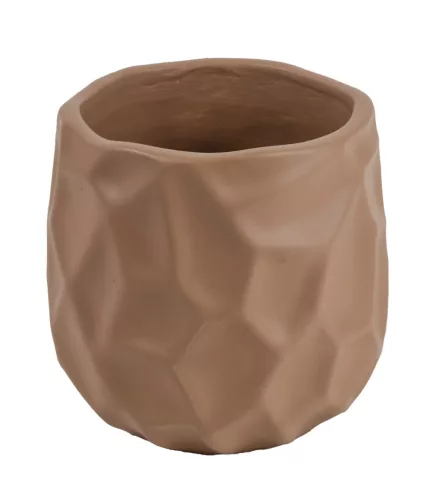 Beton kaspó modern horpadt mintával 13,5 cm – barna