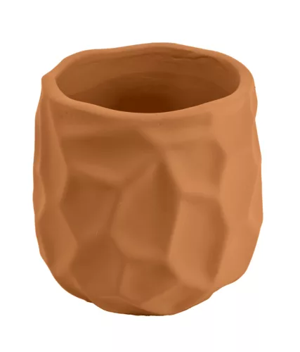 Beton kaspó modern horpadt mintával 13,5 cm – terrakotta