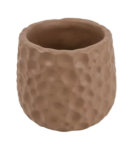 Beton kaspó nyomott mintázattal 12 x 11 cm – Barna