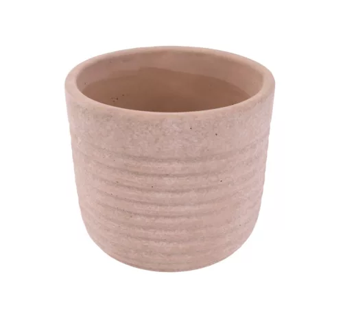Bordázott beton kaspó púderrózsaszín 14×12,5 cm