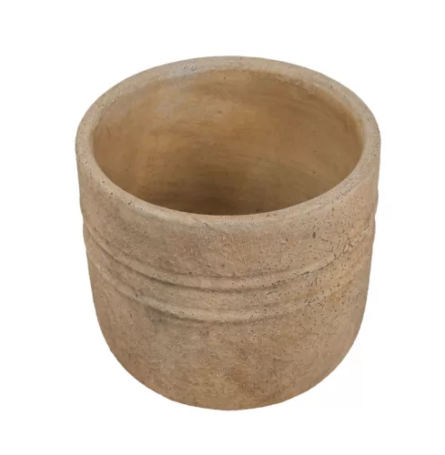 Kerek rusztikus beton kaspó bézs 14×12,5 cm