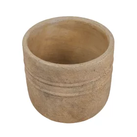 Kerek beton kaspó bézs 10×9,5 cm – 2 vonalas, rusztikus