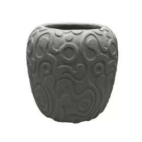  Beton kaspó dombormintás mintázattal 15 x 15,5 cm – Szürke