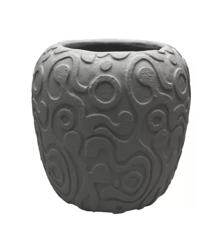 Beton kaspó dombormintás mintázattal 15 x 15,5 cm – Szürke