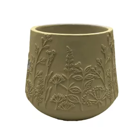 Beton kaspó réti virág mintával 15 x 13 cm – Zöld