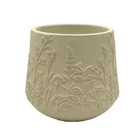   Beton kaspó réti virág mintával 15 x 13 cm – Világoszöld
