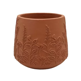   Beton kaspó réti virág mintával 13 x 11 cm – Terrakotta