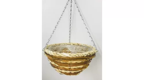 Függő kaspó vessző+kukorica 30x15cm