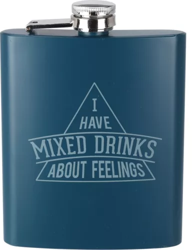 Laposüveg rozsamenetes sötétkék színű "I have mixed drinks about feelings" felirattal 270 ml 