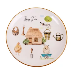 Kerámia tányér Happy Farm mintás 21 cm