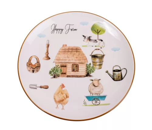 Kerámia tányér Happy Farm mintás 26 cm
