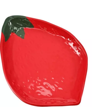 Gyümölcsös kerámia tányér lapos 23mm -eper