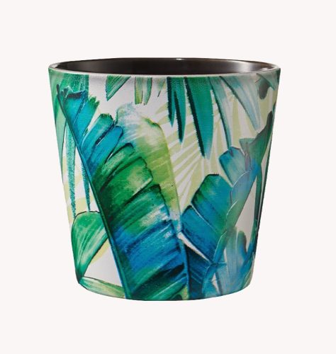 Kerámia kaspó . dall. trop.kék pálma 14x13cm