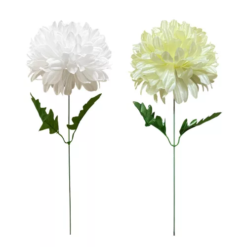 Selyem fényes szálas krizantém/db 52cm