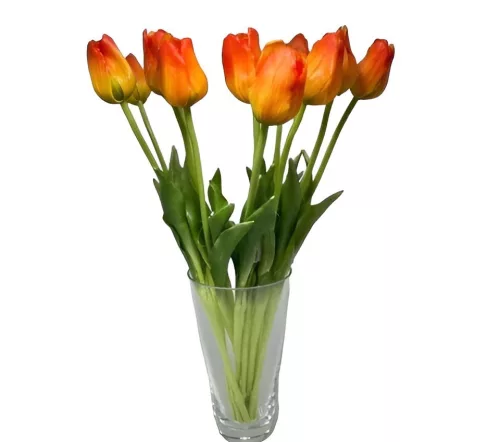Élethű szálas zárt fejű gumi tulipán - Narancs