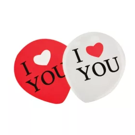 Lufi latex 5db/cs 30 cm fehér-piros Ilove you