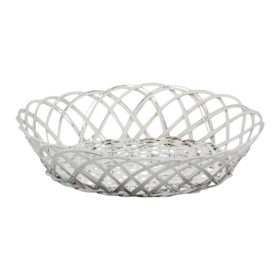 Bambusz kosár retro fehér 23x8cm