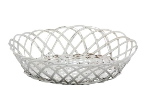 Bambusz kosár retro fehér 23x8cm