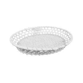 Bambusz kosár ovál fehér 27x22x5cm