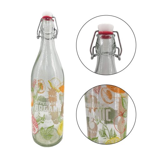 Csatos üveg gyümölcs mintás 1L