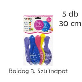 Lufi latex 5db 30 cm Boldog születésnapot szines 3-as