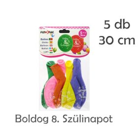 Lufi latex 5 db 30 cm Boldog születésnapot szines 8-as