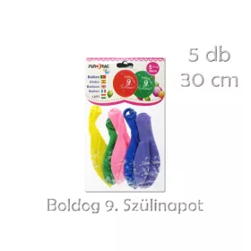 Lufi latex 5 db 30 cm  Boldog Születésnapot 9-es