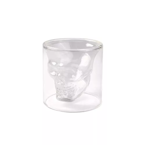 Üvegpohár duplafalú koponya 6,5x7cm 90ml