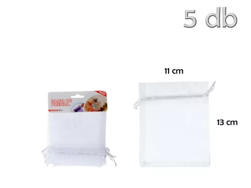 Organza tasak pici 11x13cm fehér 5db