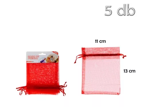 Organza tasak piros 5db 11x13cm