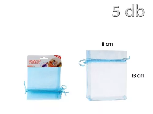 Organza tasak 11x13cm kék 5db