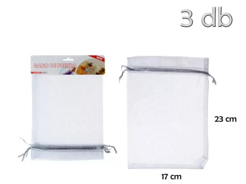 Organza tasak ezüst 17x23cm 3 db/cs