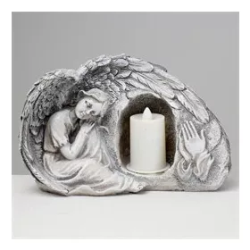 Angyal ülő, gyertyával LED-es 21x13x10 cm 