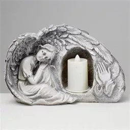 Angyal ülő, gyertyával LED-es 21x13x10 cm 
