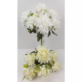 Selyem 7 ágú dália csokor fehér/krém  37cm