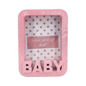 Képkeret műanyag Baby felirattal rózsaszín 10x15cm