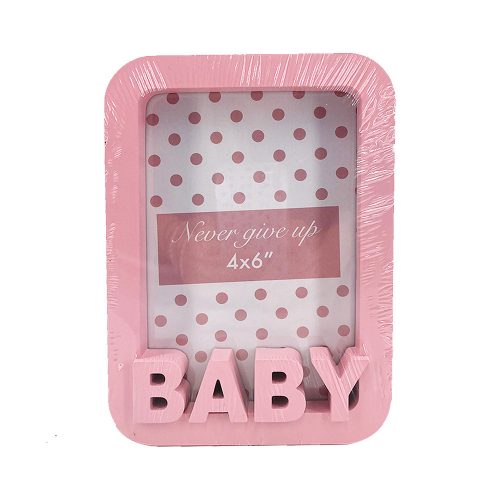 Képkeret műanyag Baby felirattal rózsaszín 10x15cm