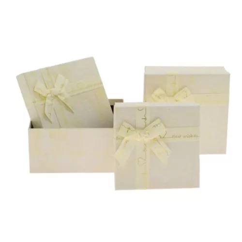 Ajándékdoboz szögletes, masnival 19,5x19,5 cm szett 3db-os 