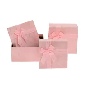   Ajándékdoboz szögletes, masnival 19,5x19,5 cm szett 3db-os