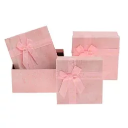Ajándékdoboz szögletes, masnival 19,5x19,5 cm szett 3db-os