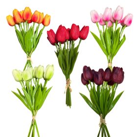  Élethű selyemvirág 9 szálas tulipán csokor 32cm több színben választható/db