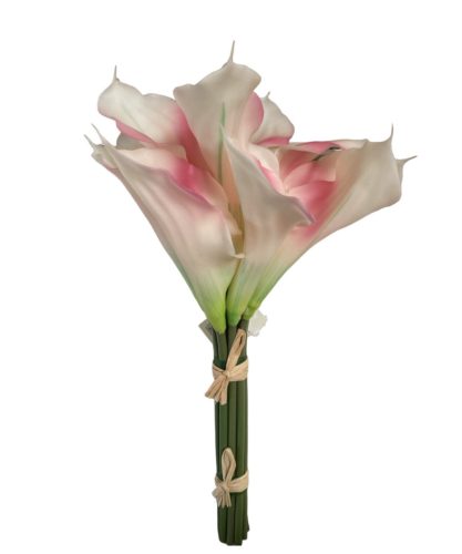 Élethű selyem kála csokor 12 szálas cirkás rózsaszín 30cm