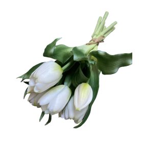 Zártfejű élethű gumi tulipán 7db/csokor - Fehér