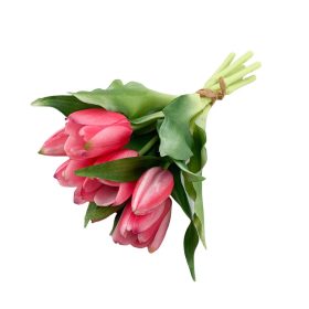 Zártfejű élethű gumi tulipán 7db/csokor - Pink
