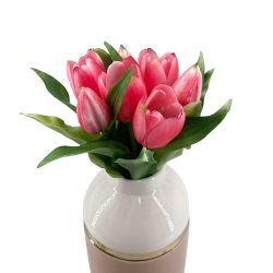 Zártfejű élethű gumi tulipán 7db/csokor - Pink