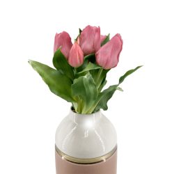 Csúcsosfejű élethű gumi tulipán 7db/csokor - Mályva