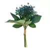 Élethű selyemvirág 7ágú bogyós csokor kék 30cm