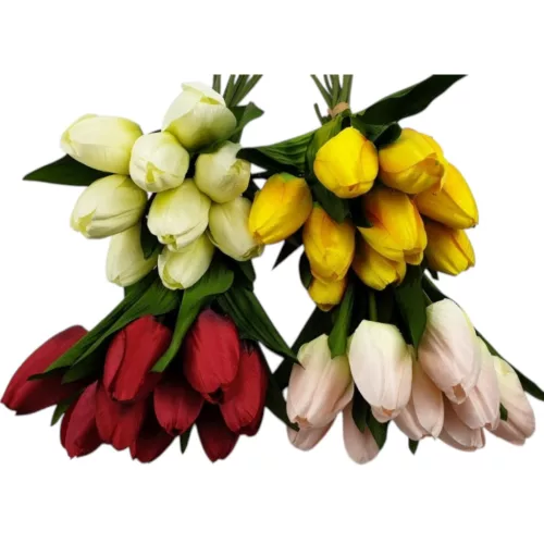 Élethű selyemvirág tulipán csokor 8 szál 40cm több színben választható/db