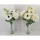 Élethű selyem 9 ágú dália és gerbera csokor fehér/krém 44cm