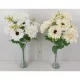 Élethű selyem 9 ágú dália és gerbera csokor fehér/krém 44cm